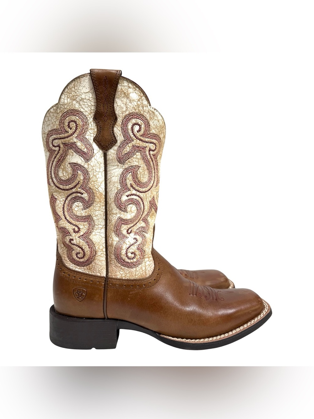 Ariat Quickdraw Women’s 7B Square Toe Western Cowboy Rodeo Boots Brown Leather - Picture 3 of 15